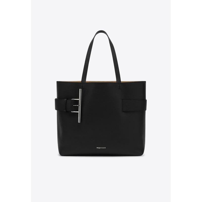 T-Bar Sling Grained Leather Tote Bag