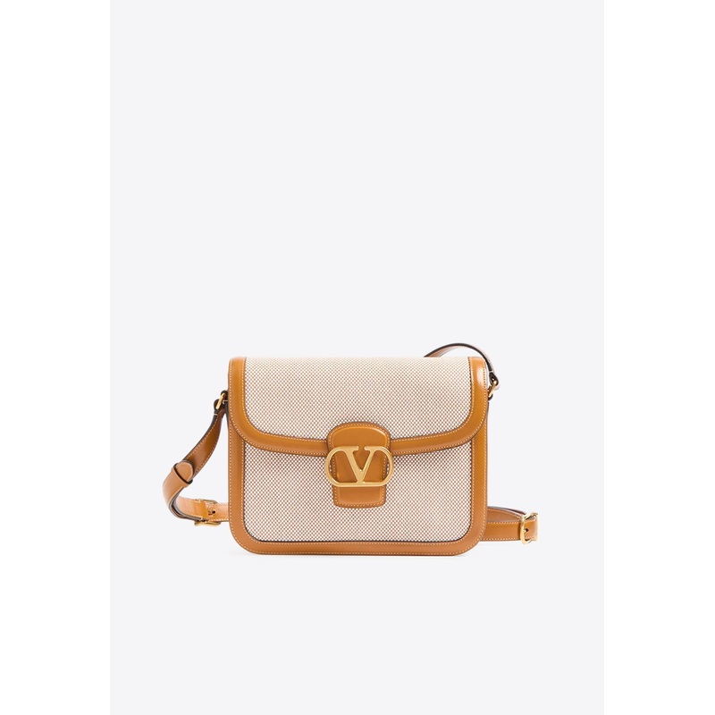 9T05 Leather and Canvas Shoulder Bag