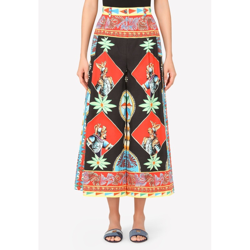 Carretto Print Cotton Culotte Pants