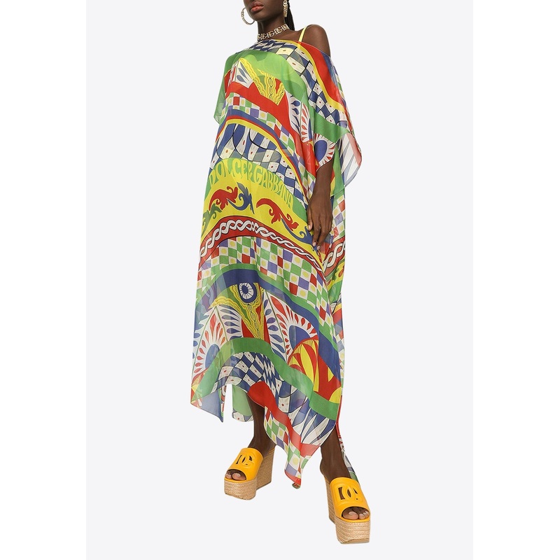 Carretto Print Maxi Kaftan Dress