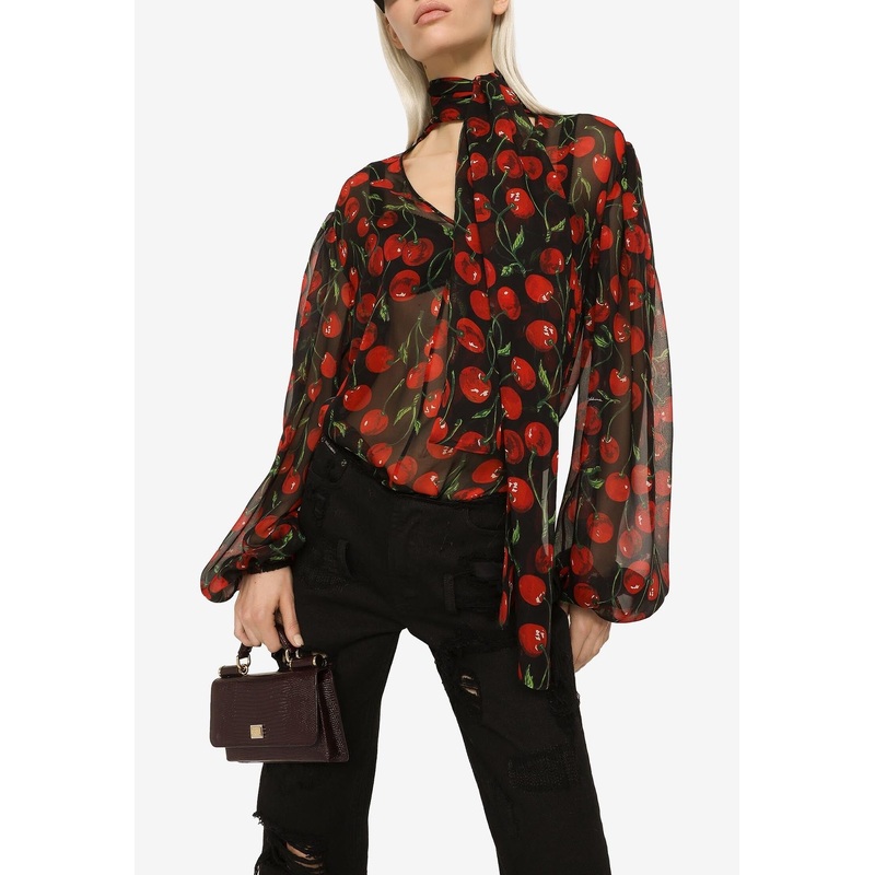 Cherry Print Blouse in Chiffon