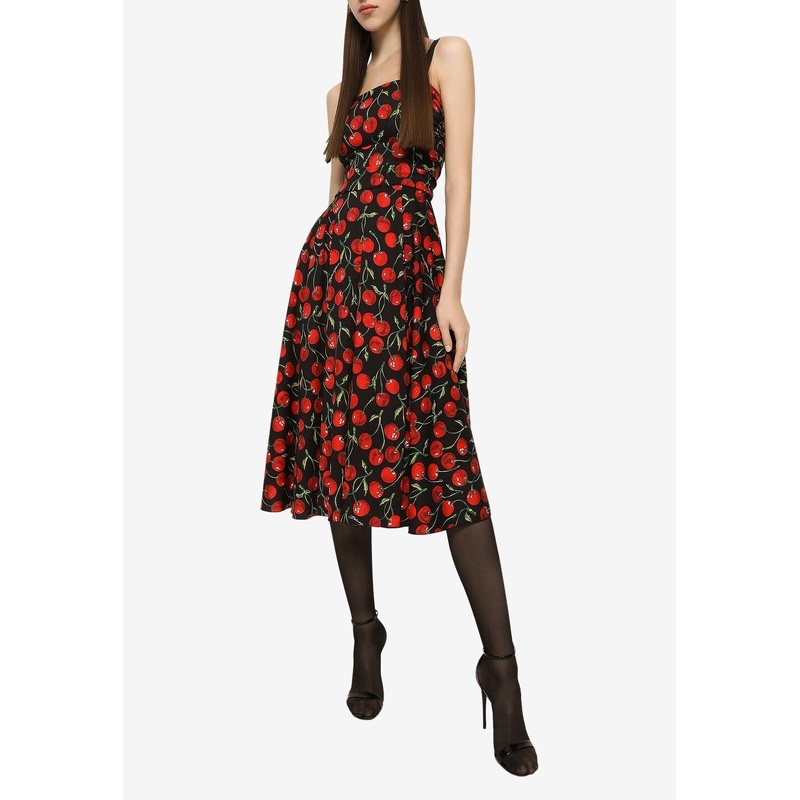 Cherry Print Midi Dress
