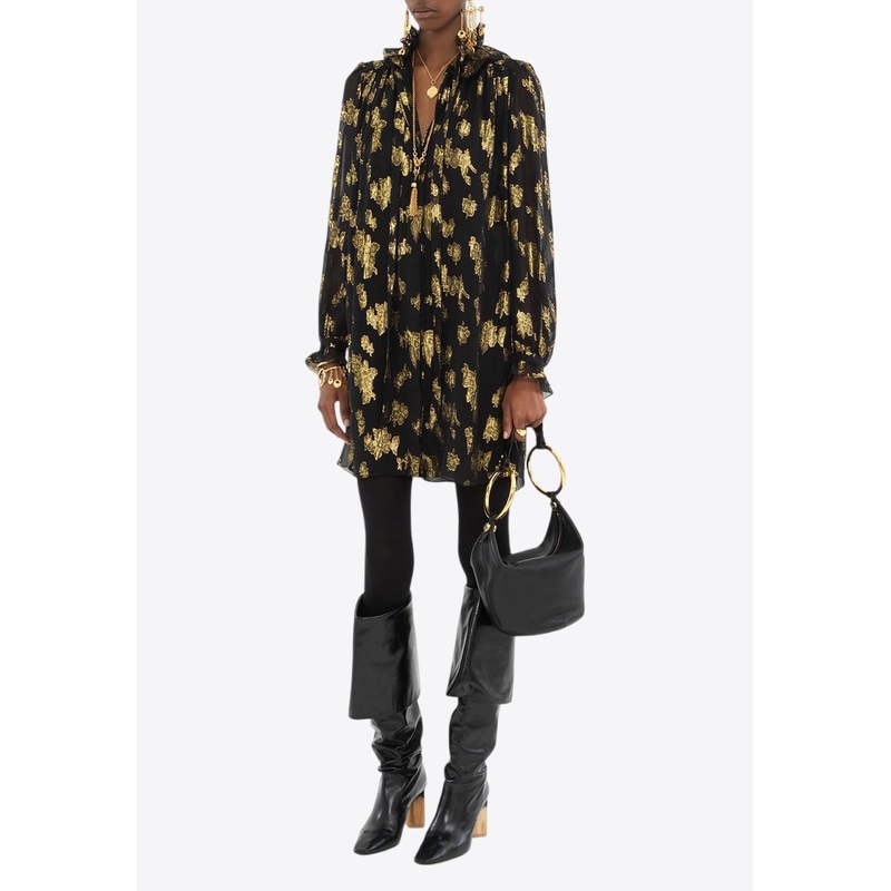 Floral Brocade Mini Dress