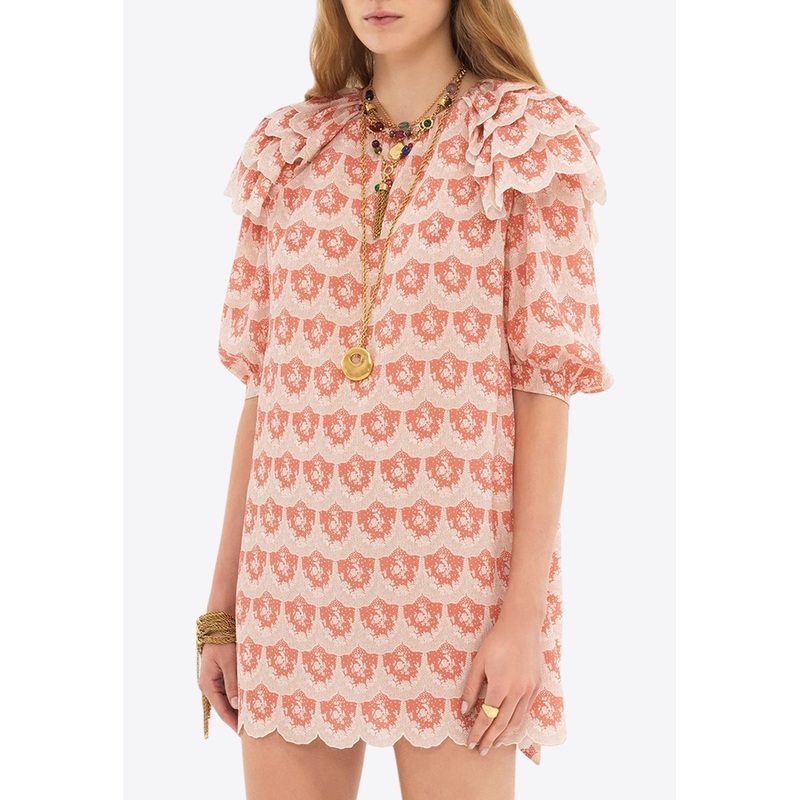 Floral Print Silke Crepe Mini Dress