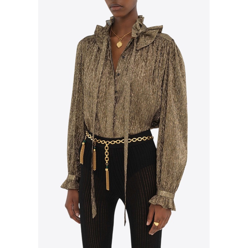 Gathered Fluid Silk Blouse