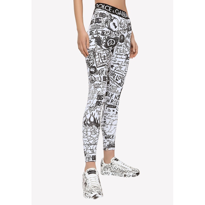 Graffiti Logo Print Leggings