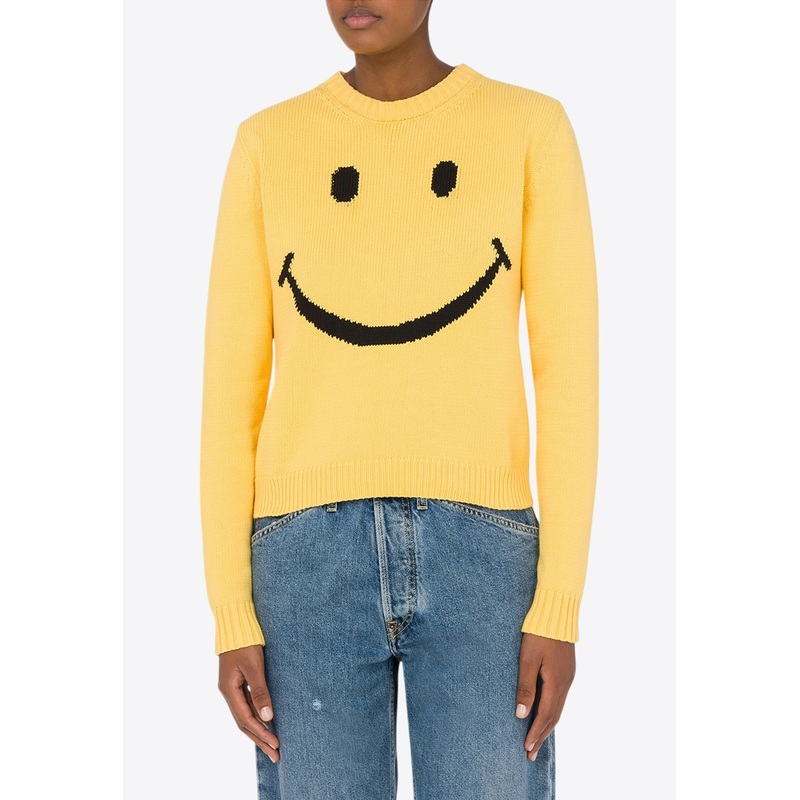 Intarsia Knit Smiley Sweater