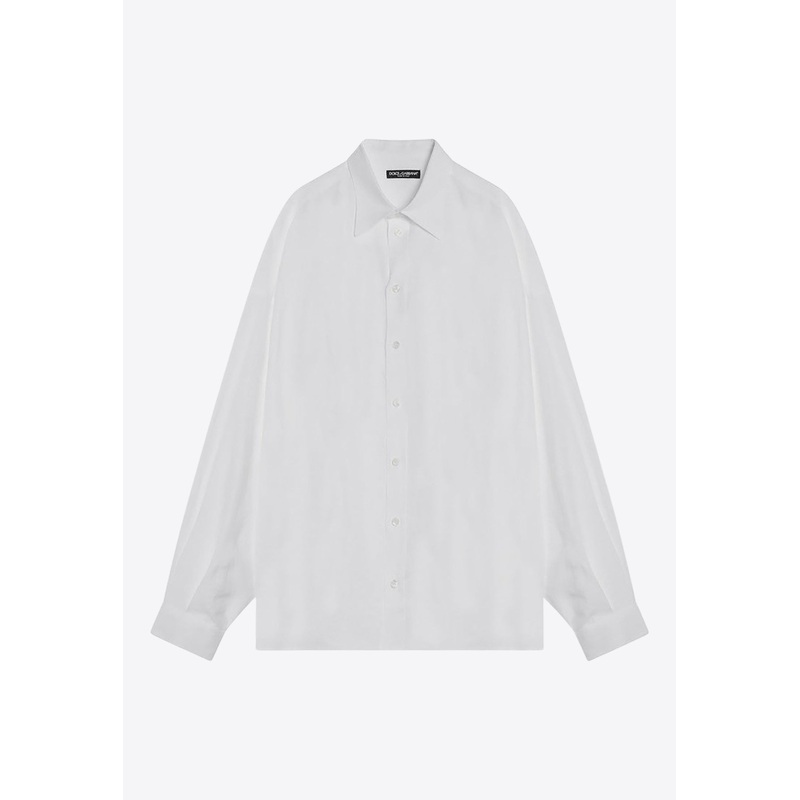 Long-Sleeved Oversized Linen Shirt