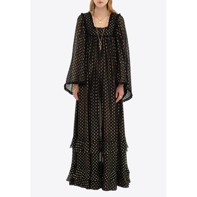 Lurex Dots Ruffled Maxi Dress