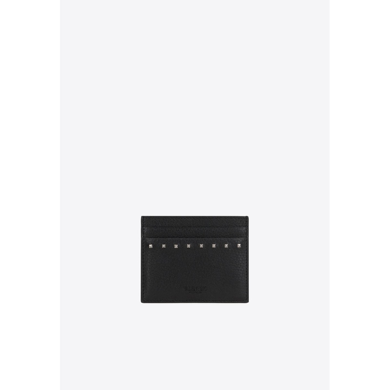 Rockstud Grained Leather Cardholder
