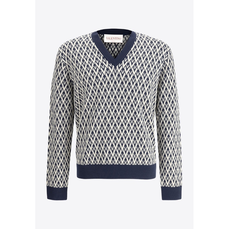Toute La V Jacquard V-neck Sweater