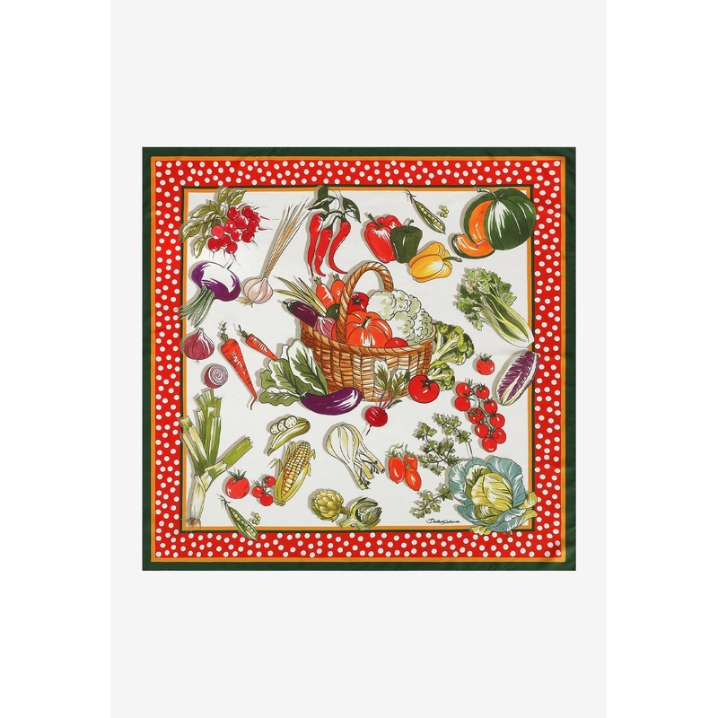 Vegetable Print Scarf in Silk