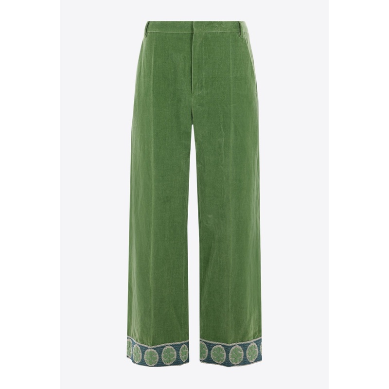 Velvet Straight-Leg Pants