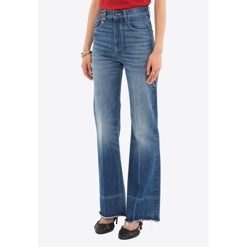 Washed-Effect Boot-Cut Jeans