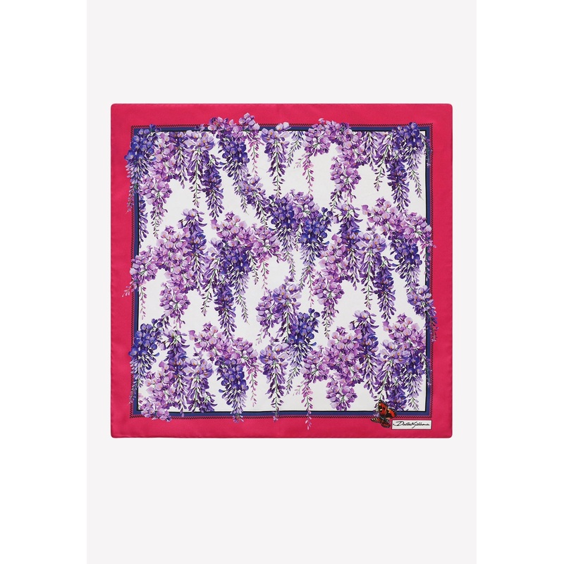 Wisteria Print Silk Scarf