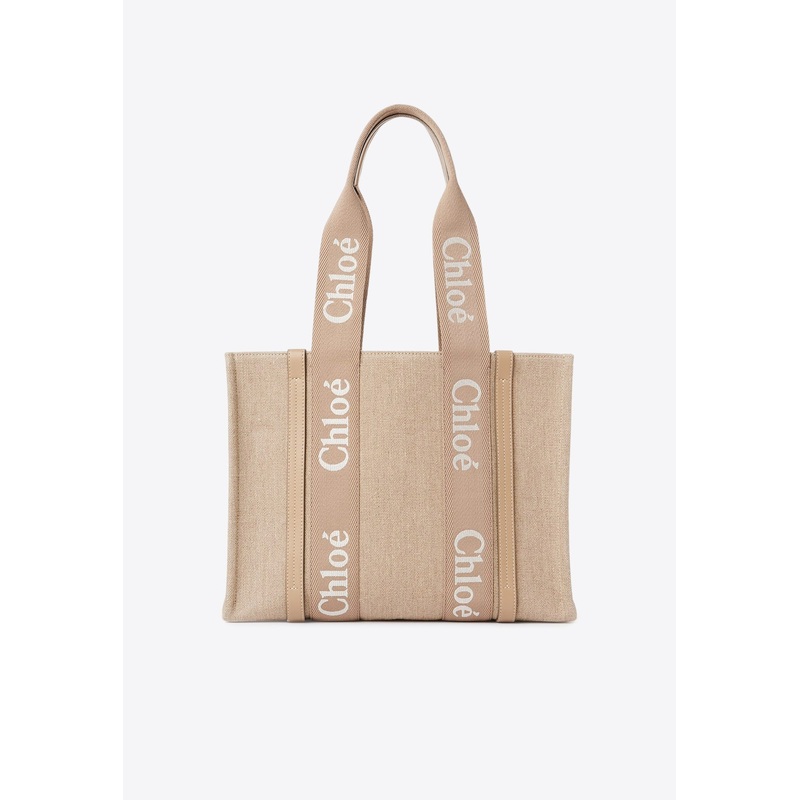 Woody Leather and Linen Tote Bag