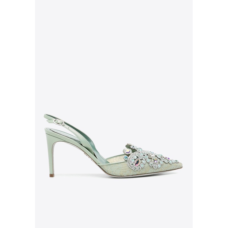 80 Crystal Embellished Slingback Pumps