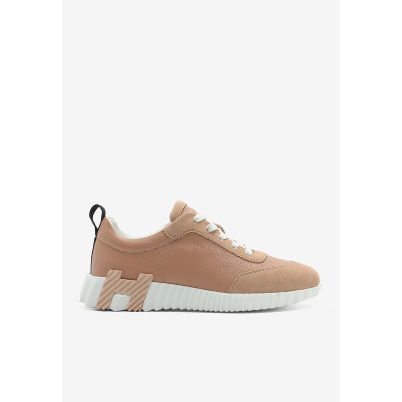 Bouncing Low-Top Sneakers in Beige Perlino Sport Goatskin and Suede