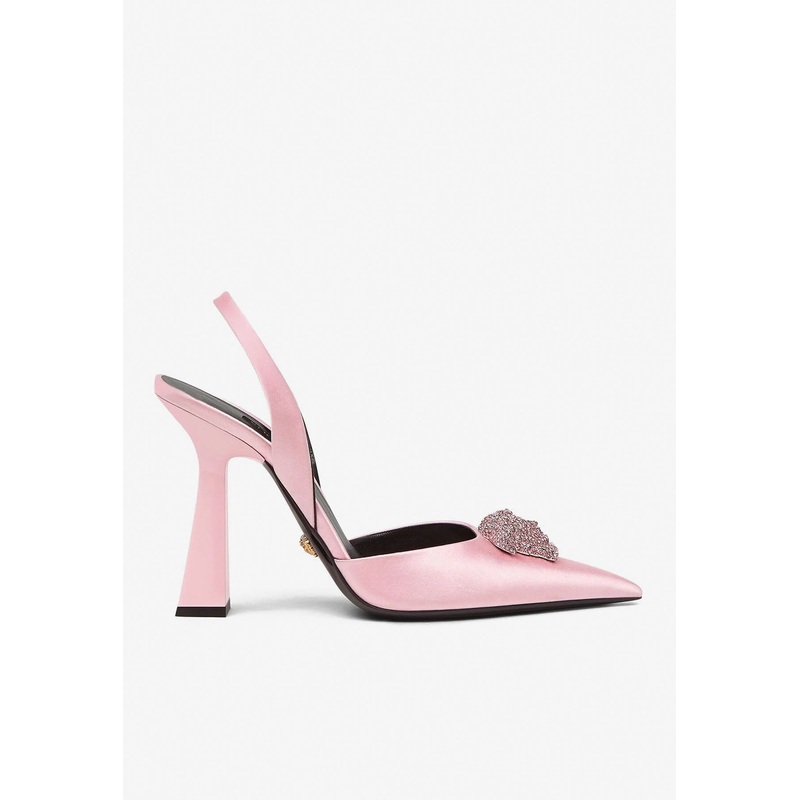 Crystal La Medusa 105 Satin Slingback Pumps