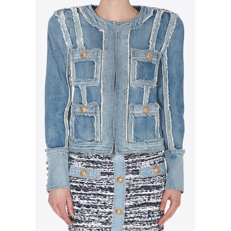 Denim Patchwork Short Blazer