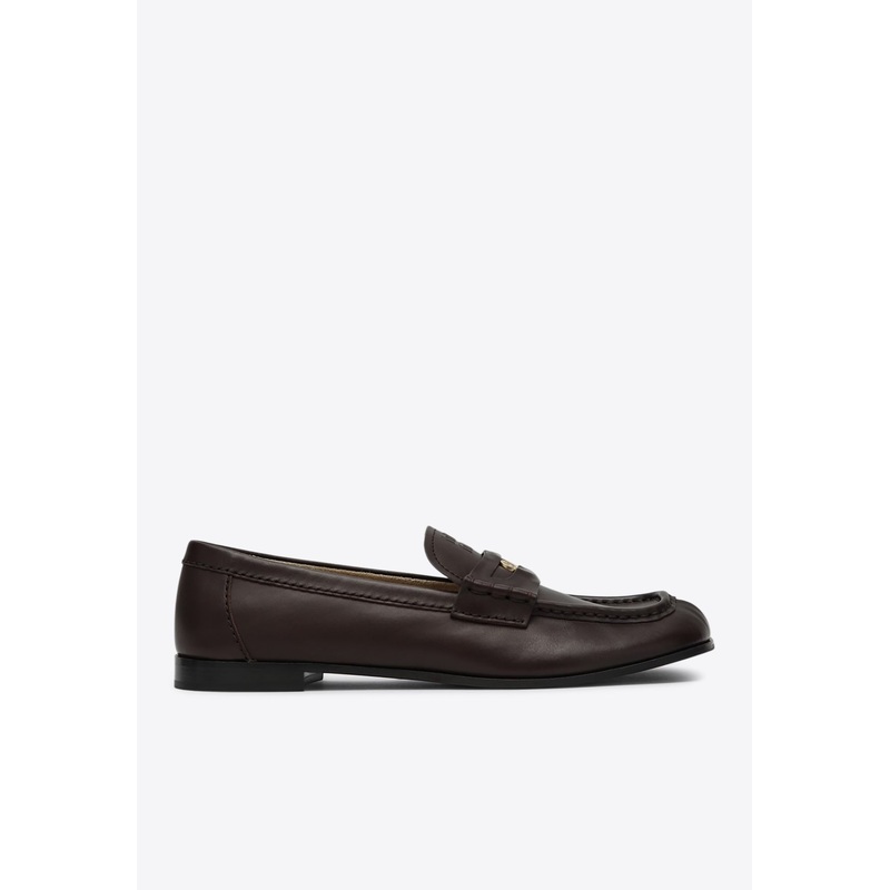 Embossed-Coin Leather Loafers