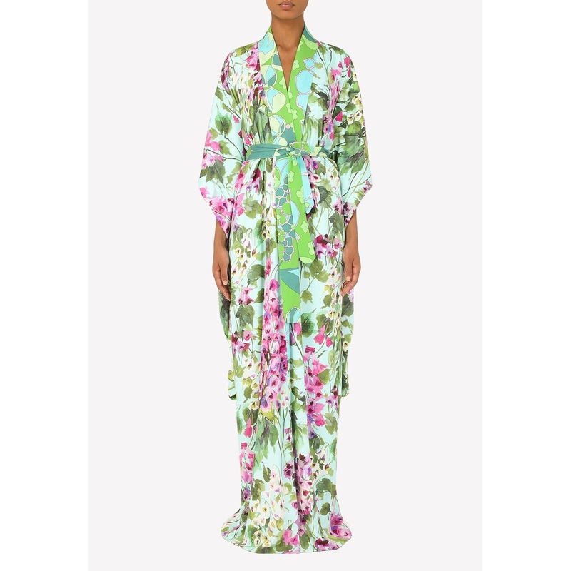 Floral Print Kaftan in Silk