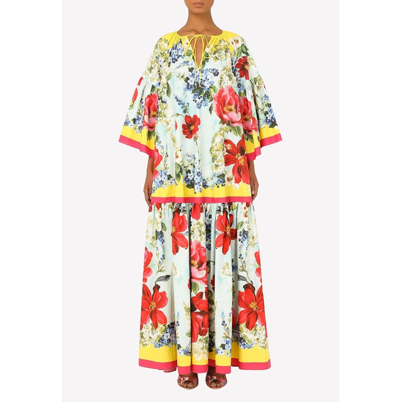 Garden-Print Poplin Kaftan