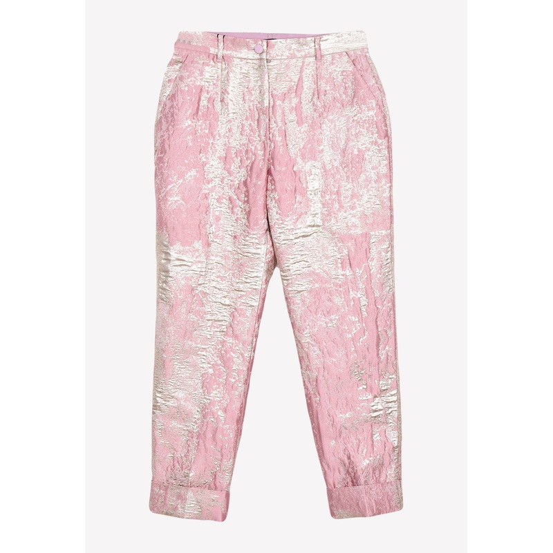 Jacquard Brocade Cropped Pants