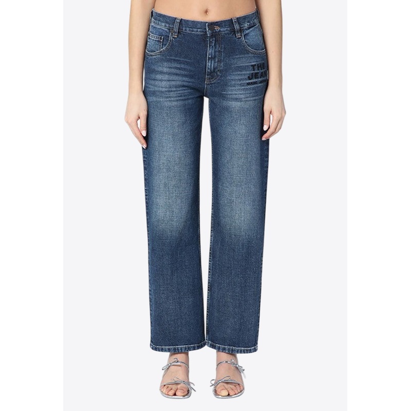 Logo Print Washed-Effect Jeans