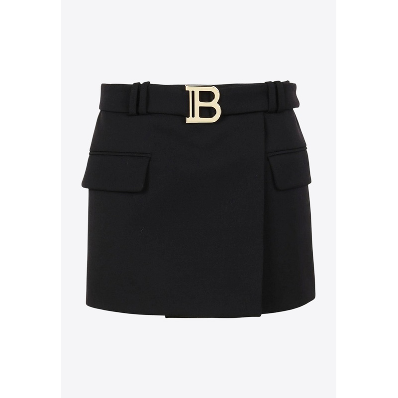 Low-Rise Belted Mini Skirt