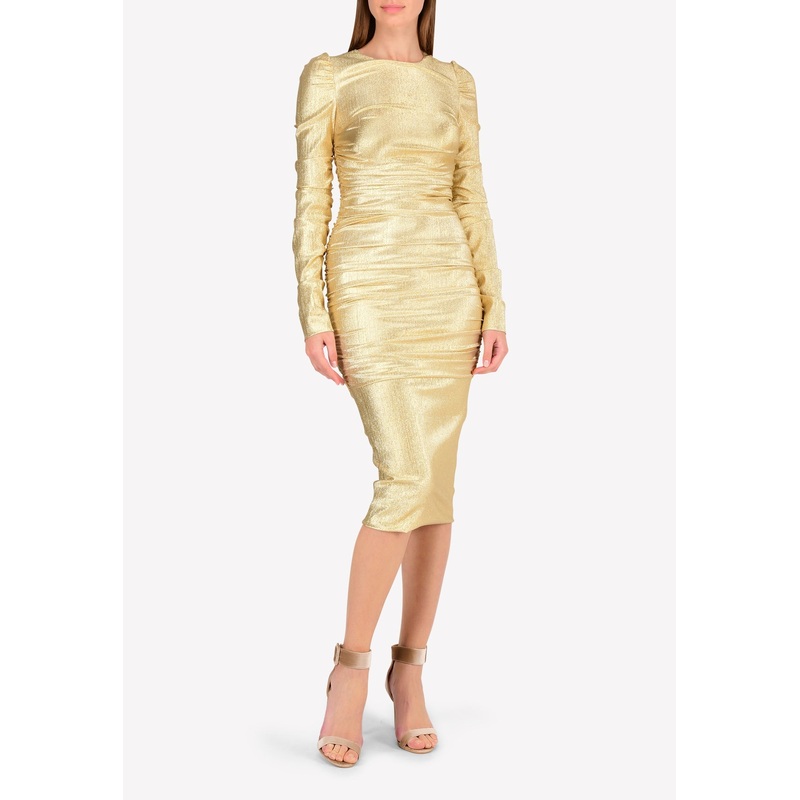 Lurex Ruched Midi Dress