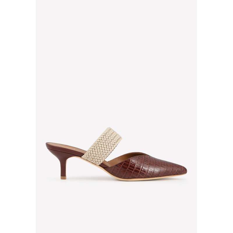 Maisie 45 Mules in Croc-Embossed Leather