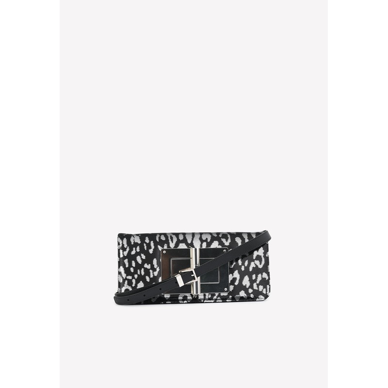 Natalia Leopard Sequined Metallic Clutch