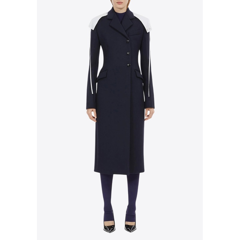 Off-Center Buttoned Wool Coat