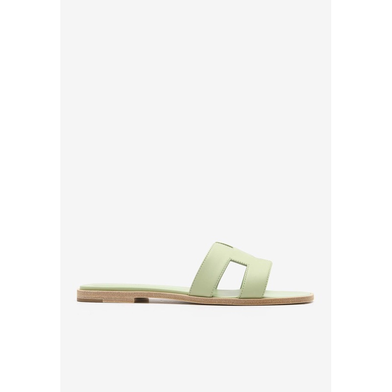 Oran H Cut-Out Sandals in Vert de Mer Epsom Leather