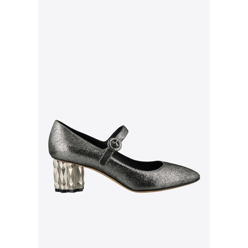 Ortensia 55 Metallic Leather Mary-Jane Pumps