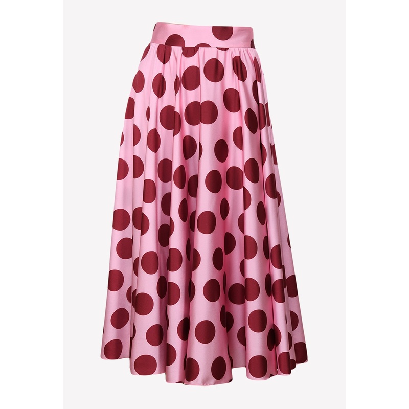 Polka Dot Pleated Midi Skirt