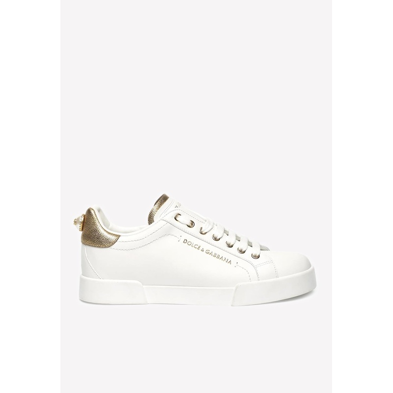 Portofino Calf Leather Sneakers with Logo Lettering