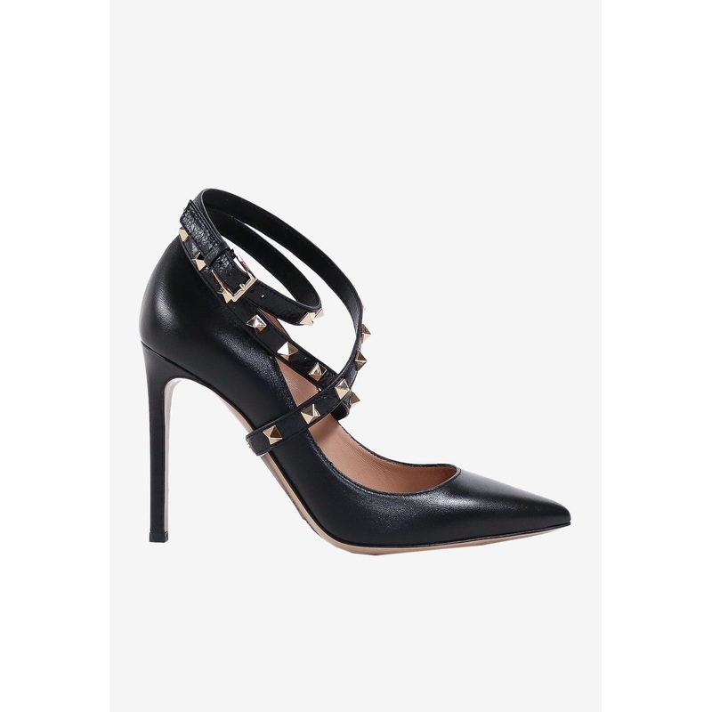 Rockstud 120 Ankle-Wrap Leather Pumps