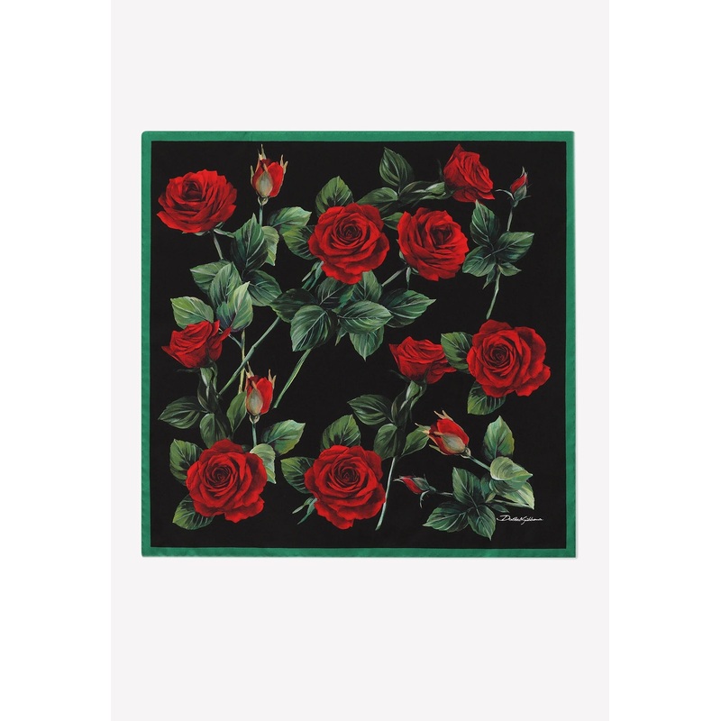 Rose Print Silk Twill Scarf