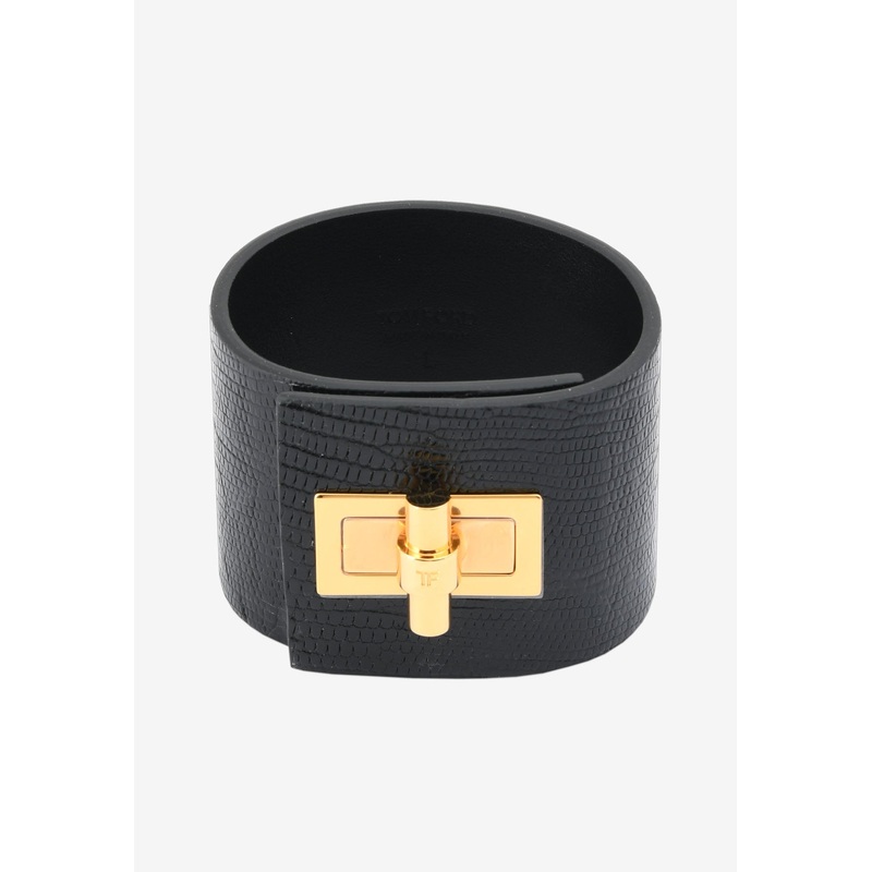 Wide Natalia Turnlock Buckle Cuff in Animal Print Leather