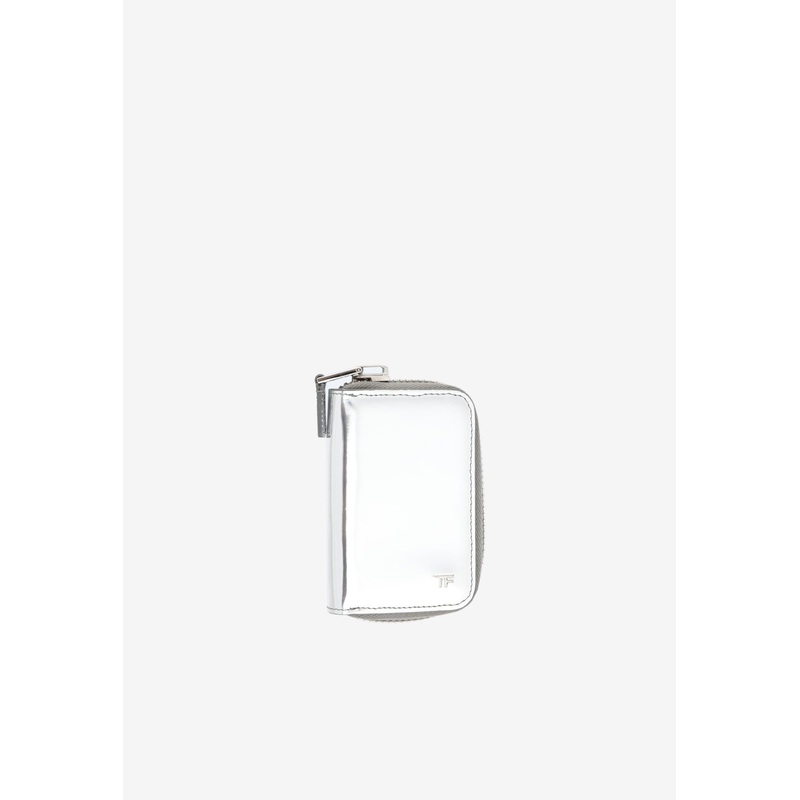 Zipped Cardholder in Metallic Leather