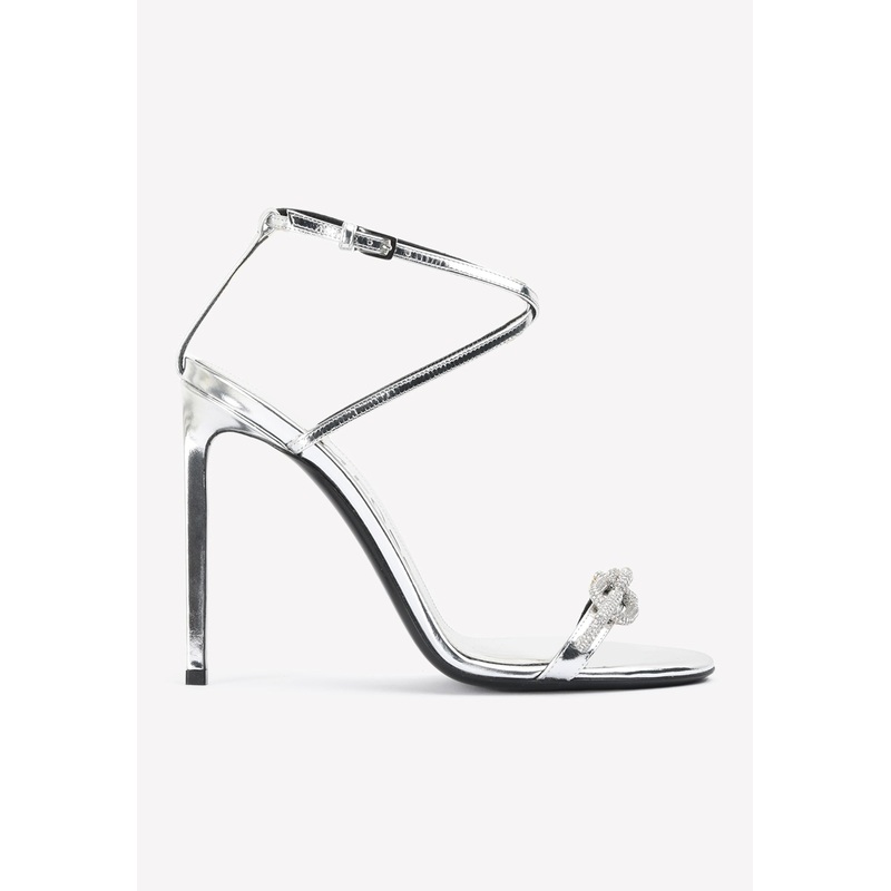 105 Crystal Chain Sandals in Metallic Leather