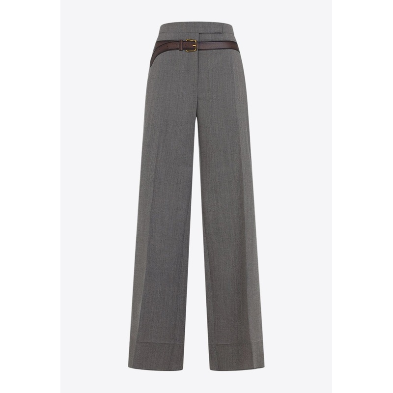 Belted Tailored Pants in Wool Blend
