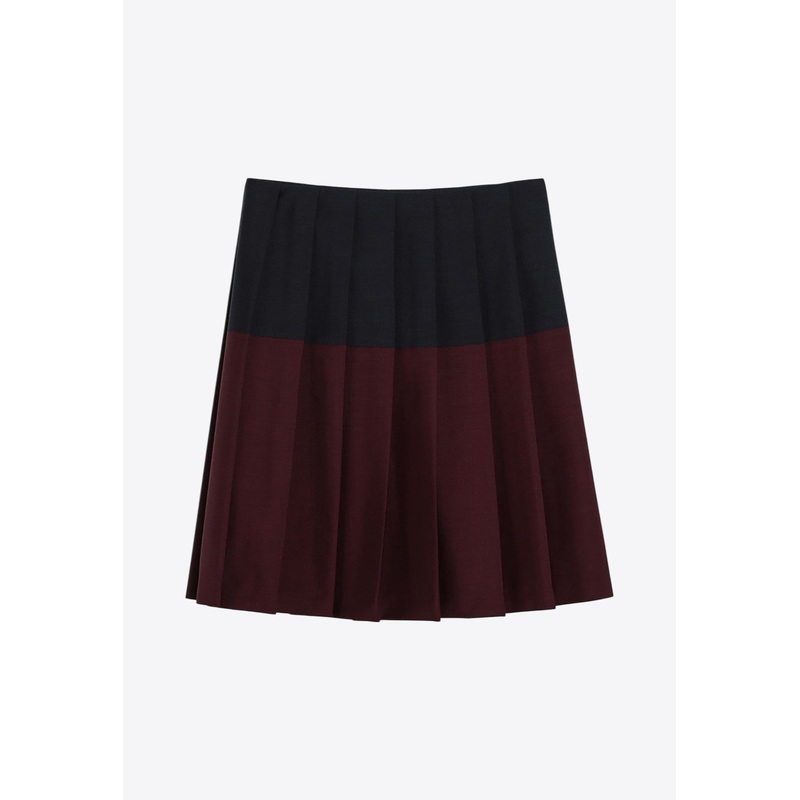Colorblocked Pleated Mini Skirt