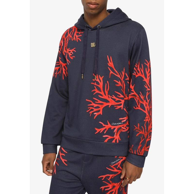 Coral Printed Hooded Sweatshirt