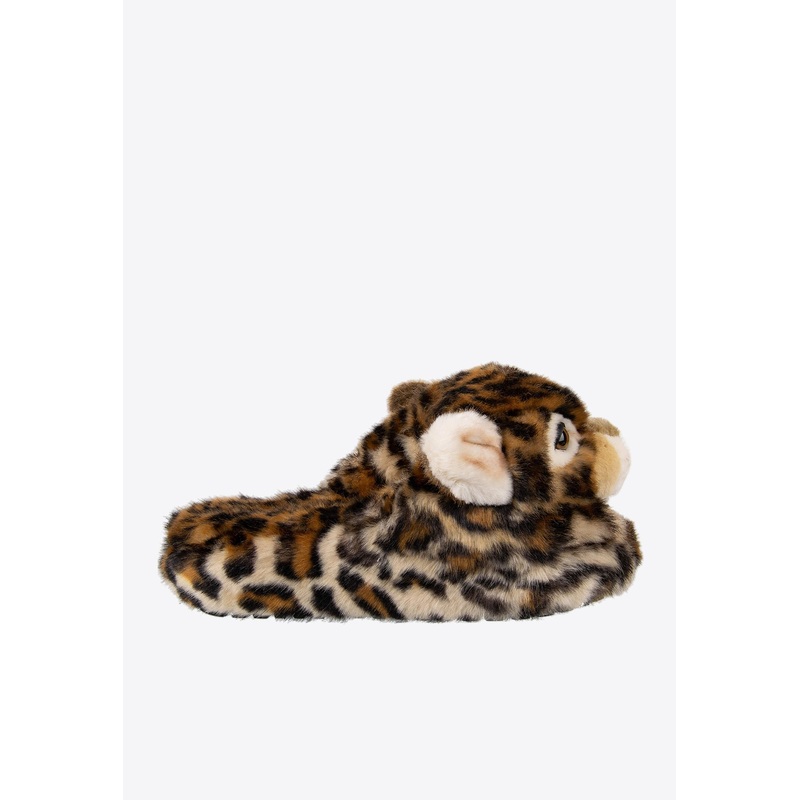 Faux-Fur Leopard Slippers