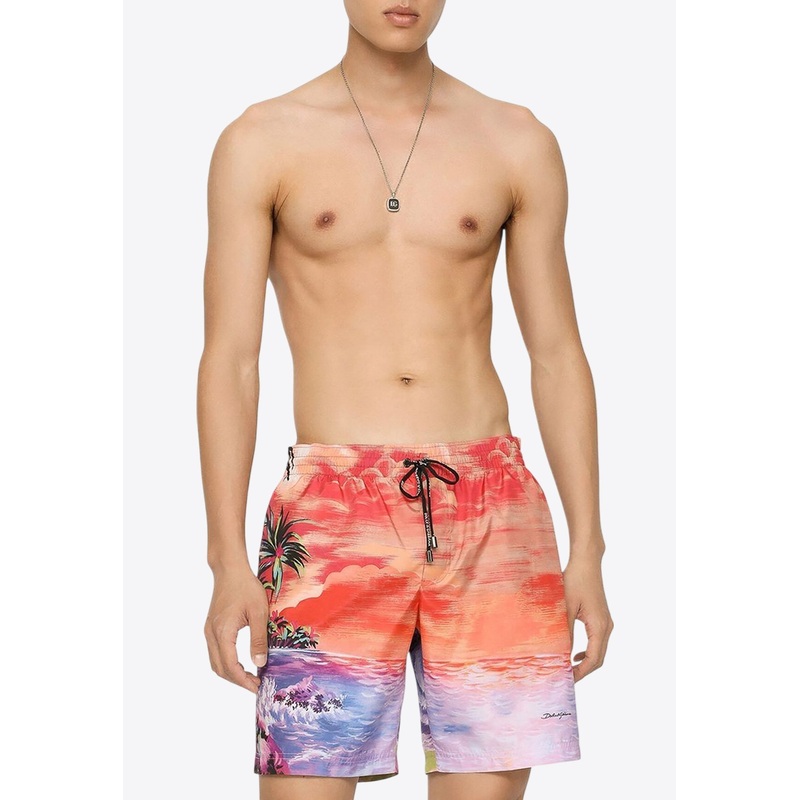 Hawaiian Print Swim Shorts