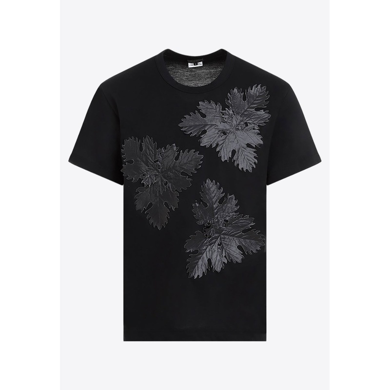 Leaf-Print Crewneck T-shirt