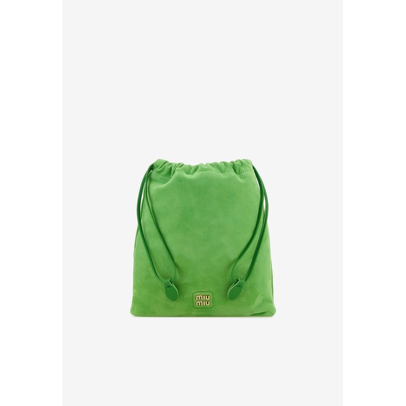 Logo Suede Drawstring Pouch